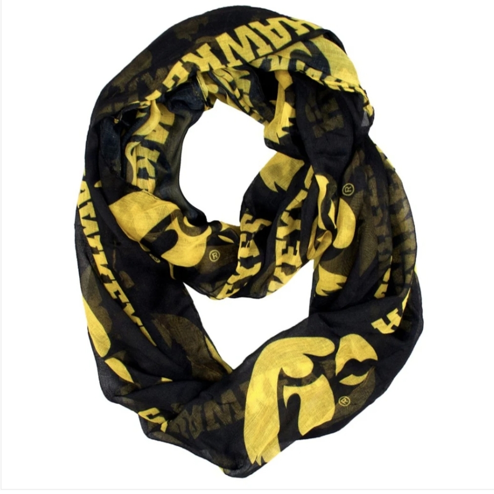 Little Earth Black & Yellow Hawkeyes Sheer Collegiate Infinity Scarf